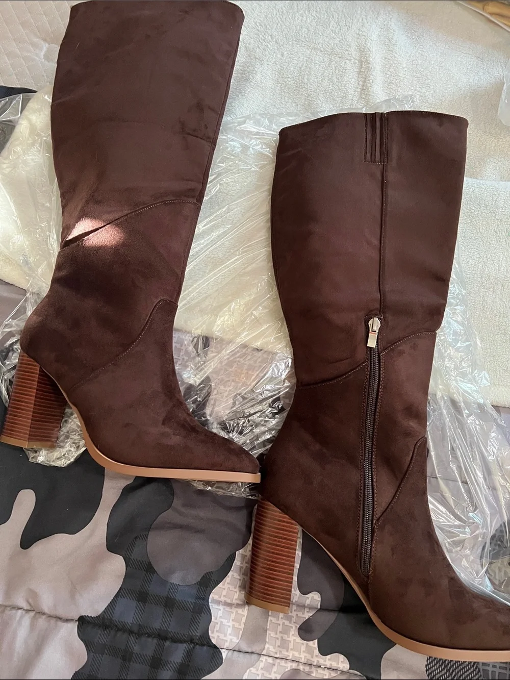 Women's Tall Brown Suede Block Heel Boots - Classic Versatile Style